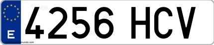 Ejemplo de matrícula española 4256 HCV