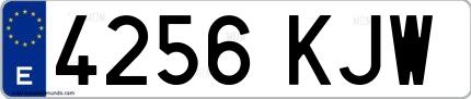 Ejemplo de matrícula española 4256 KJW
