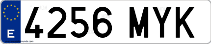 Ejemplo de matrícula de coche ordinaria 4256 MYK