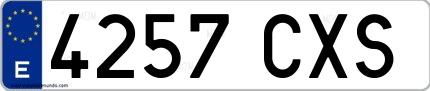 Ejemplo de matrícula española 4257 CXS