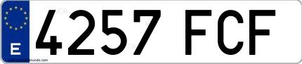 Ejemplo de matrícula española 4257 FCF