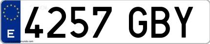 Ejemplo de matrícula española 4257 GBY