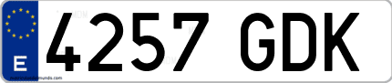 Ejemplo de matrícula de coche ordinaria 4257 GDK
