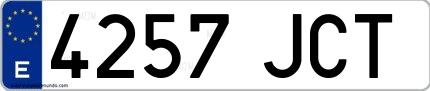 Ejemplo de matrícula española 4257 JCT