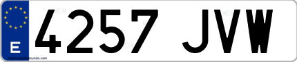 Ejemplo de matrícula de coche ordinaria 4257 JVW
