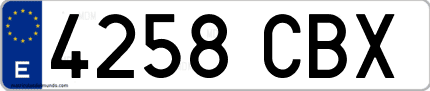 Ejemplo de matrícula de coche ordinaria 4258 CBX