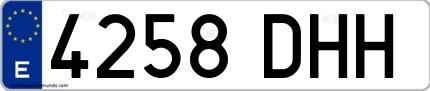 Ejemplo de matrícula española 4258 DHH