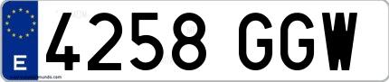 Ejemplo de matrícula española 4258 GGW