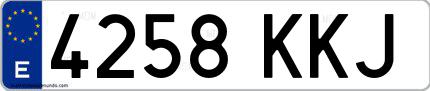 Ejemplo de matrícula española 4258 KKJ