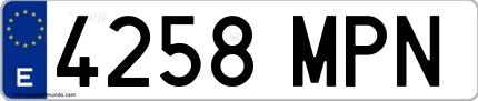 Ejemplo de matrícula española 4258 MPN