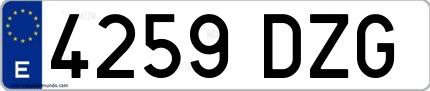 Ejemplo de matrícula española 4259 DZG