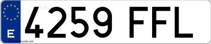 Ejemplo de matrícula española 4259 FFL