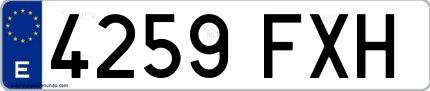 Ejemplo de matrícula española 4259 FXH
