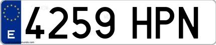 Ejemplo de matrícula española 4259 HPN