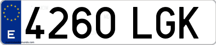 Ejemplo de matrícula de coche ordinaria 4260 LGK