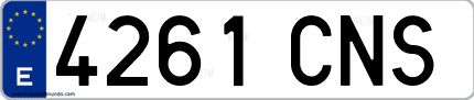 Ejemplo de matrícula de coche ordinaria 4261 CNS