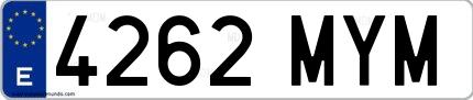 Ejemplo de matrícula española 4262 MYM