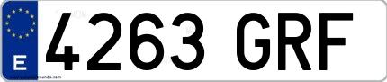 Ejemplo de matrícula española 4263 GRF