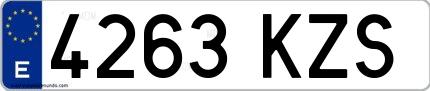 Ejemplo de matrícula española 4263 KZS
