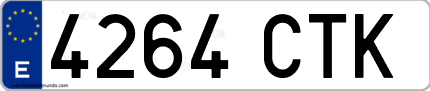 Ejemplo de matrícula de coche ordinaria 4264 CTK
