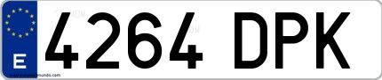 Ejemplo de matrícula española 4264 DPK