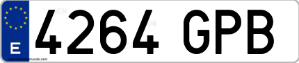Ejemplo de matrícula de coche ordinaria 4264 GPB
