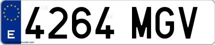 Ejemplo de matrícula española 4264 MGV