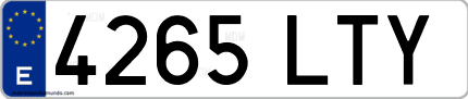 Ejemplo de matrícula de coche ordinaria 4265 LTY
