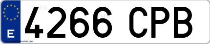 Ejemplo de matrícula de coche ordinaria 4266 CPB