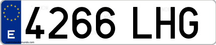 Ejemplo de matrícula de coche ordinaria 4266 LHG
