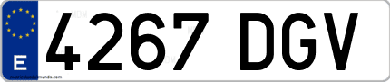 Ejemplo de matrícula de coche ordinaria 4267 DGV