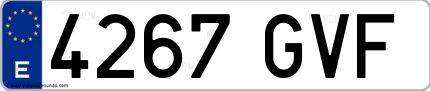 Ejemplo de matrícula española 4267 GVF