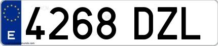 Ejemplo de matrícula de coche ordinaria 4268 DZL