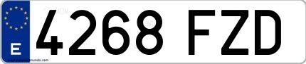 Ejemplo de matrícula española 4268 FZD