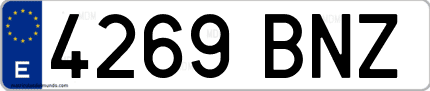Ejemplo de matrícula de coche ordinaria 4269 BNZ