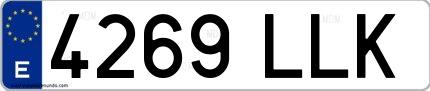 Ejemplo de matrícula de coche ordinaria 4269 LLK