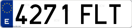 Ejemplo de matrícula de coche ordinaria 4271 FLT