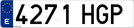 Ejemplo de matrícula de coche ordinaria 4271 HGP