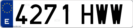Ejemplo de matrícula de coche ordinaria 4271 HWW