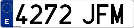 Ejemplo de matrícula de coche ordinaria 4272 JFM