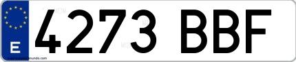 Ejemplo de matrícula española 4273 BBF