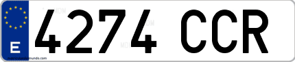 Ejemplo de matrícula de coche ordinaria 4274 CCR