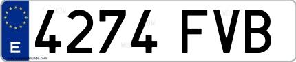Ejemplo de matrícula española 4274 FVB
