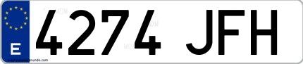 Ejemplo de matrícula española 4274 JFH