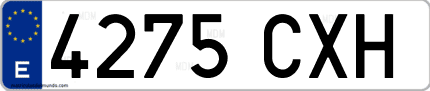 Ejemplo de matrícula de coche ordinaria 4275 CXH