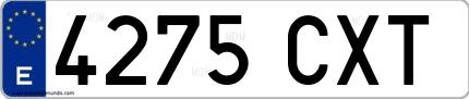 Ejemplo de matrícula española 4275 CXT