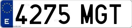 Ejemplo de matrícula española 4275 MGT