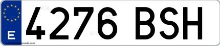 Ejemplo de matrícula española 4276 BSH