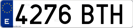 Ejemplo de matrícula de coche ordinaria 4276 BTH