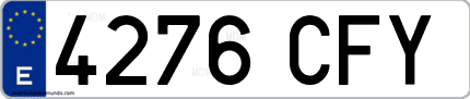 Ejemplo de matrícula de coche ordinaria 4276 CFY